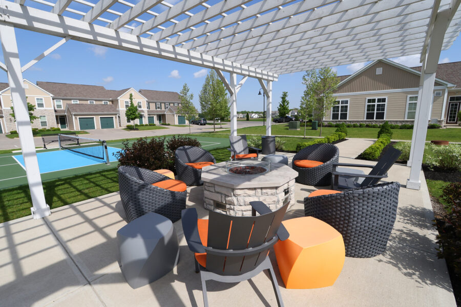 Outdoor Seating and fire pit Orange Grand Apartment at Orange Grand Apartments for rent in Lewis Center, OH